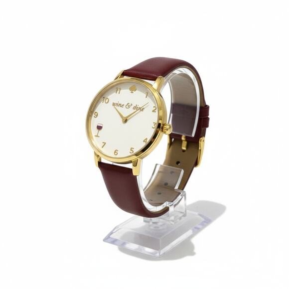 Kate Spade Women's Metro Watch Cream Dial Merlot Leather Strap KSW1188 Box - Picture 1 of 13